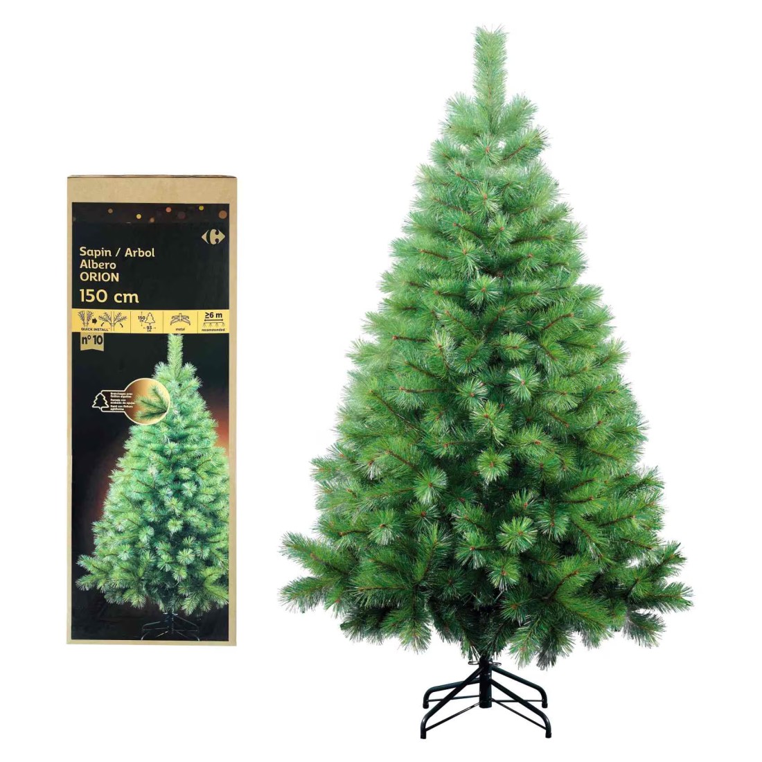 Carrefour Artificial Christmas Tree With Metal Stand Green 150cm