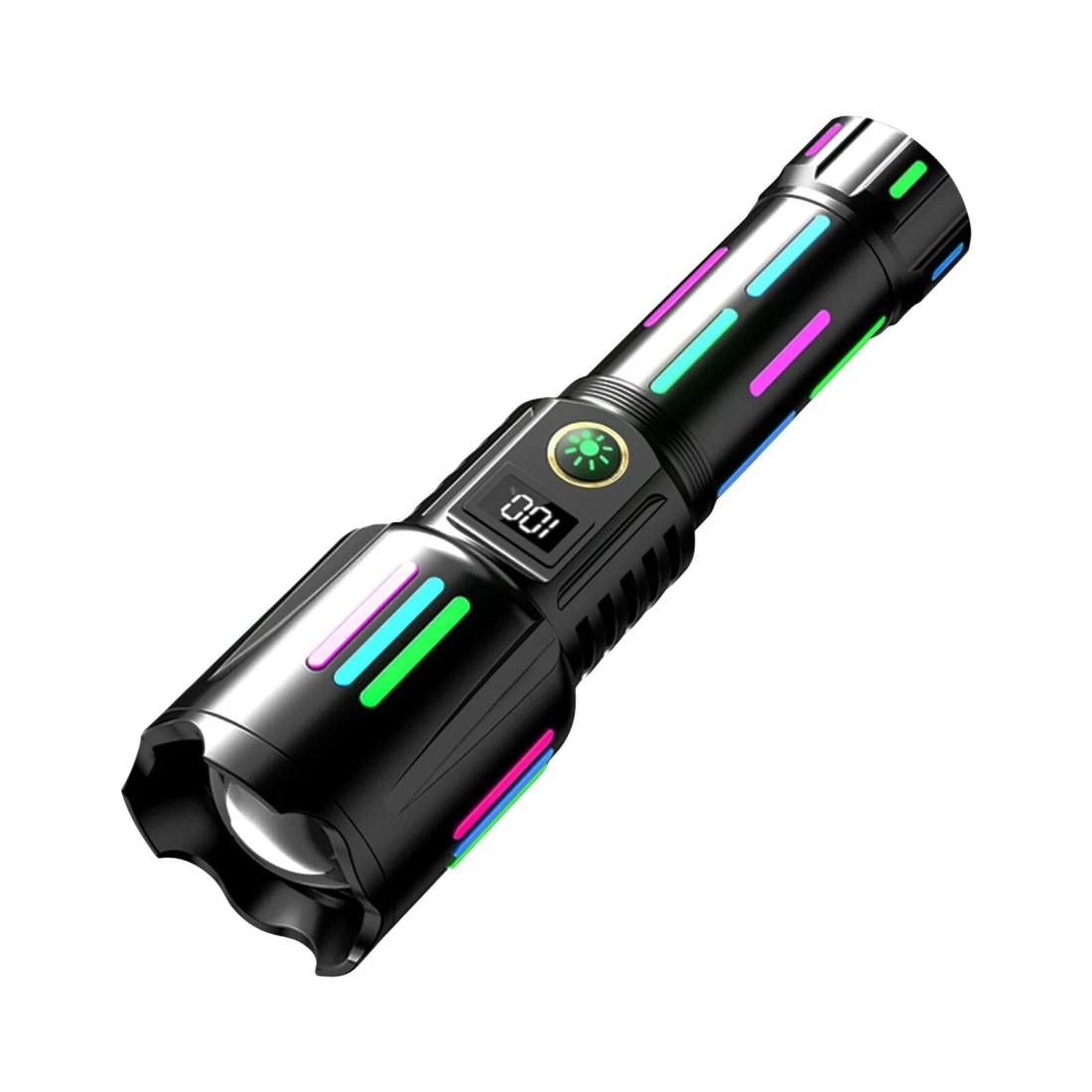 مصباح يدوي LED عالي الطاقة - فانوس تكتيكي قابل لإعادة الشحن عبر USB مع تكبير تلسكوبي، إضاءة طويلة المدى، مصباح خارجي مقاوم للماء للتخييم والمشي لمسافات طويلة،