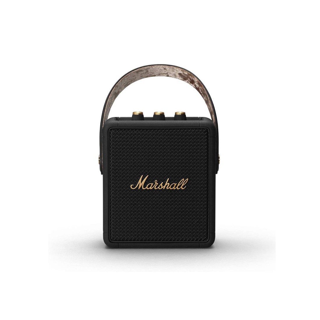 Marshall Stockwell 2 Bluetooth Wireless Stereo Speaker, 20 Hours Play Time, IPX4 Water-Resistant, USB-C Charging, Bluetooth 5.0, 360&deg; True Stereophonic Sound, Black/Brass
