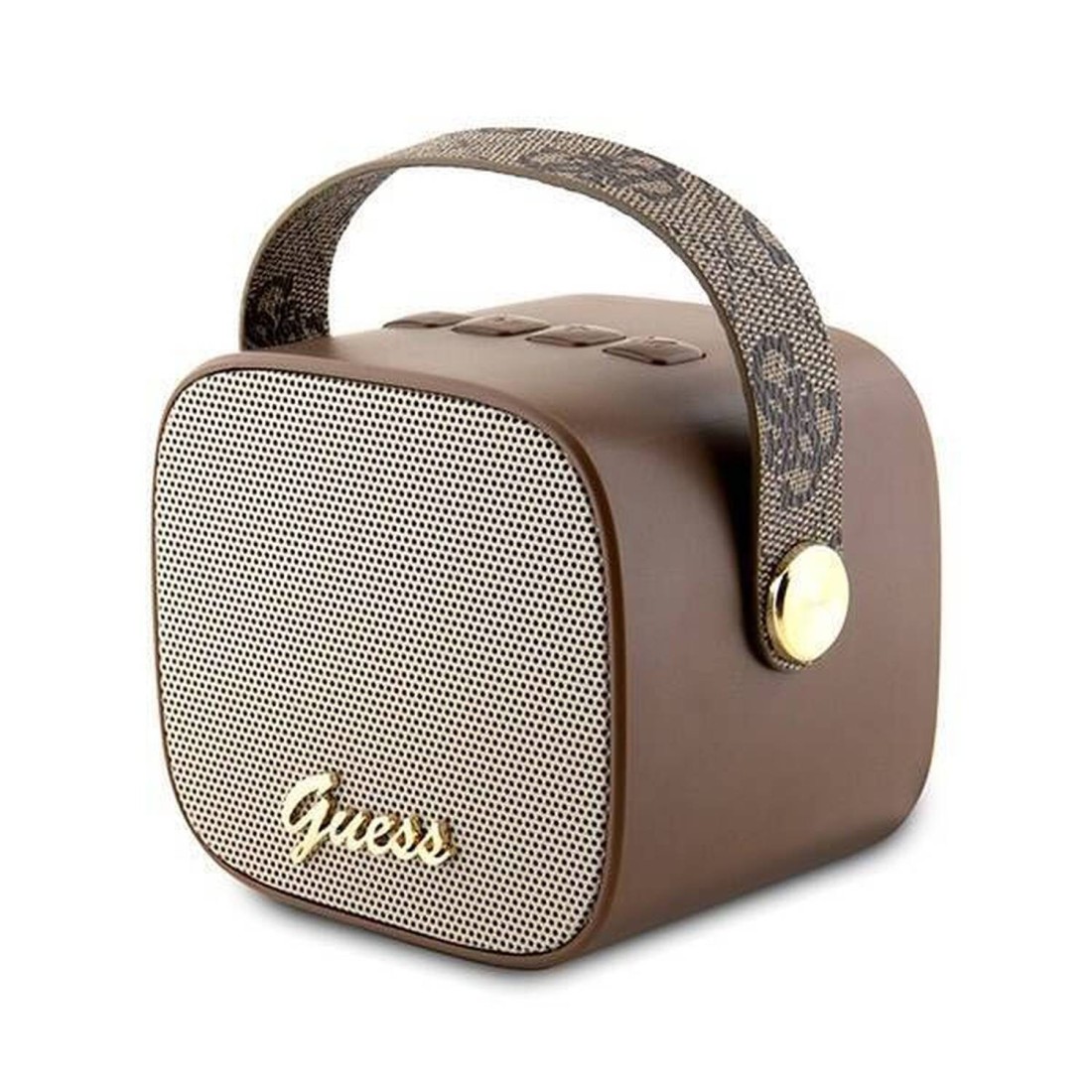 CG Mobile Guess Wireless Speaker with Handle, PU Leather, Bluetooth V5.3, 1200mAh Battery, Studio Quality Sound, AUX, TWS, TF Card, 4H Playtime, 112&plusmn;3 dB Sensitivity - Brown
