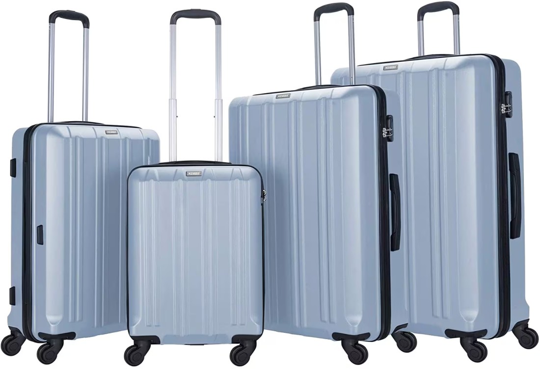 STARGOLD Hardside spinner ABS trolley luggage set of 4 pieces with number lock-Silver