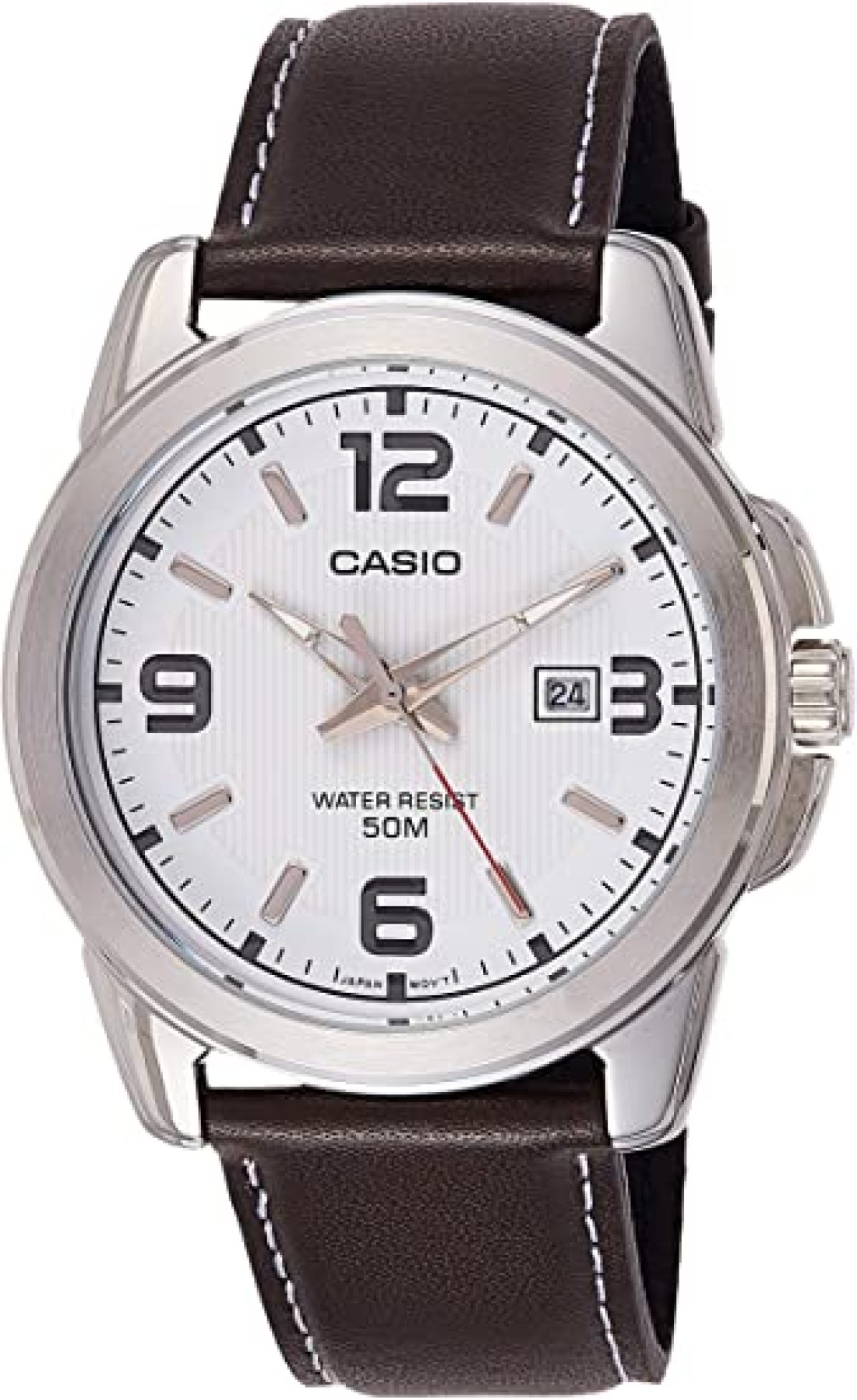 Casio - Watch For Men White Dial Leather Band - Mtp-1314L-7Avdf, Analog Display