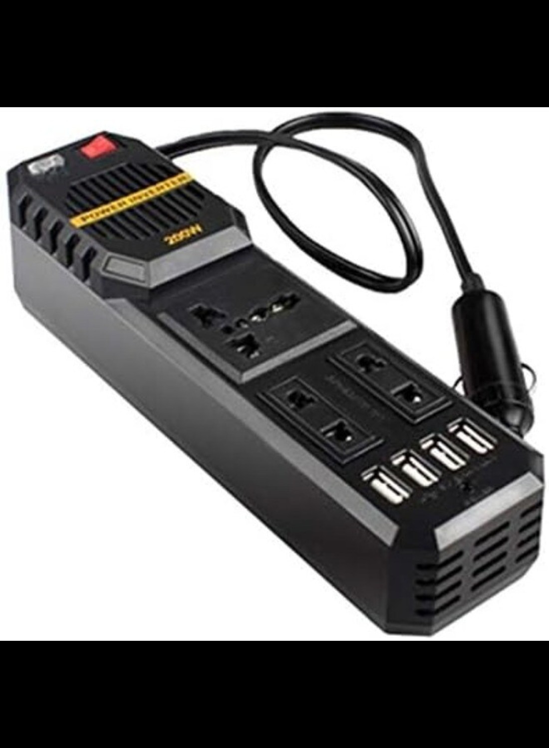 200W Mini Car Vehicle Inverter DC 12V to AC 220V USB Output High-power Power Inverter Small Car Special Edition – Black