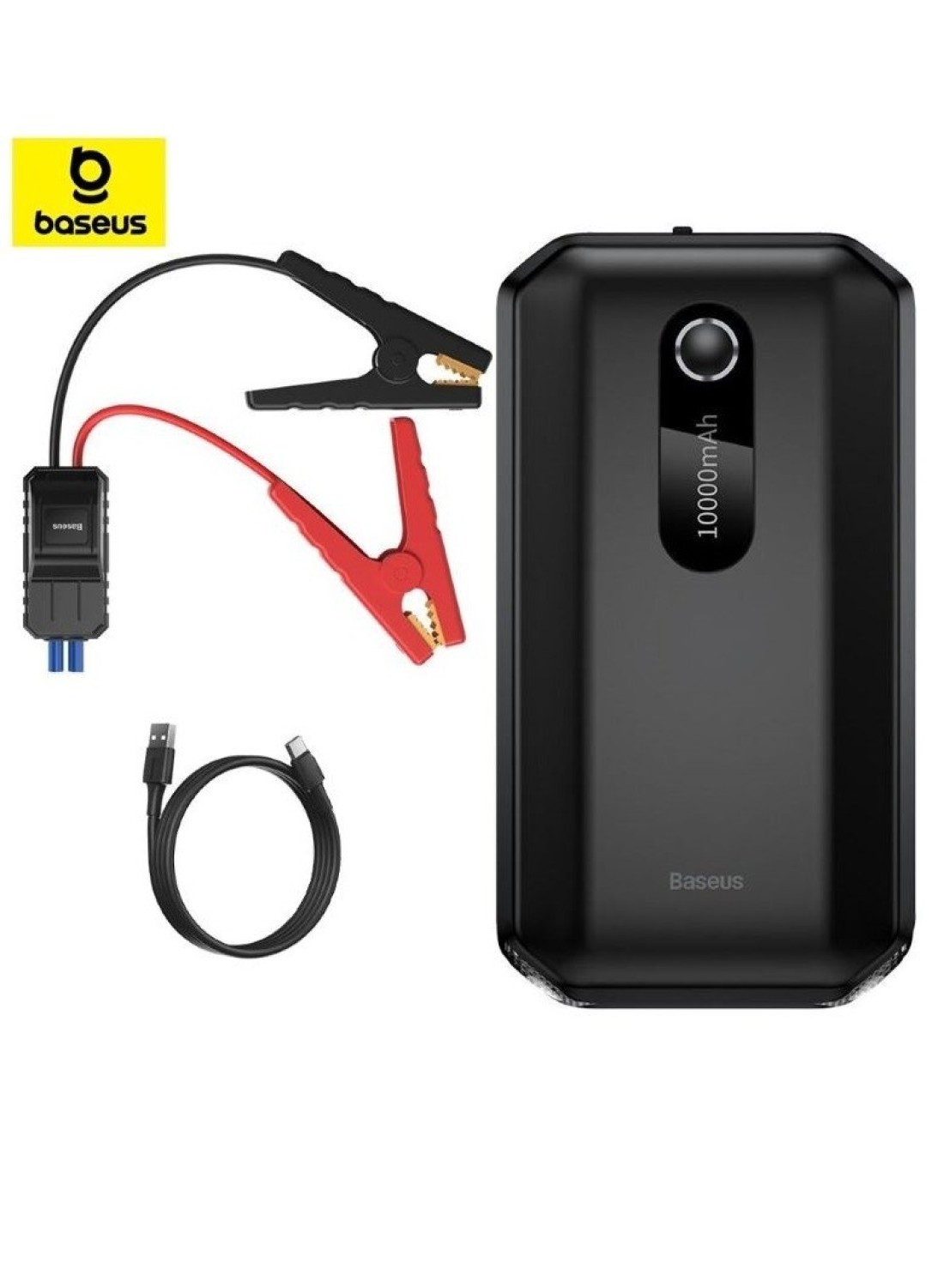 1000A UltraSafe Car Battery Jump Starter, 12V Battery Pack, Portable Charger with Jumper Cables for 4.0L Gasoline & 2.5L Diesel Engines, Built-in 10000mAh Power Bank, Compact & Reliable.