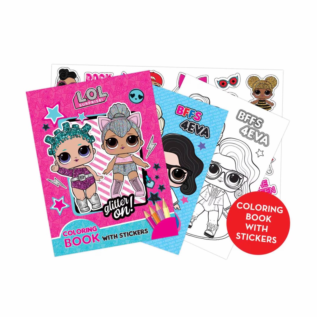 LOL Surprise Glitter On Colouring Book With Stickers 916-39-804