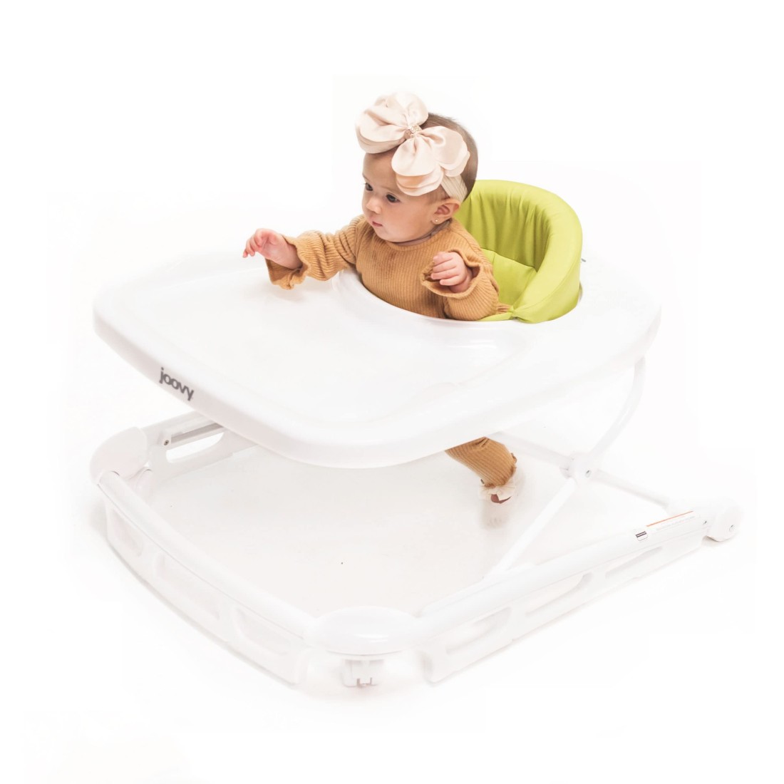 Joovy Spoon Baby Walker &amp; Activity Center Featuring Three Adjustable Heights, Extra-Large Tray, and 30 lb Weight Capacity - JPMA Safety Certified, Greenie