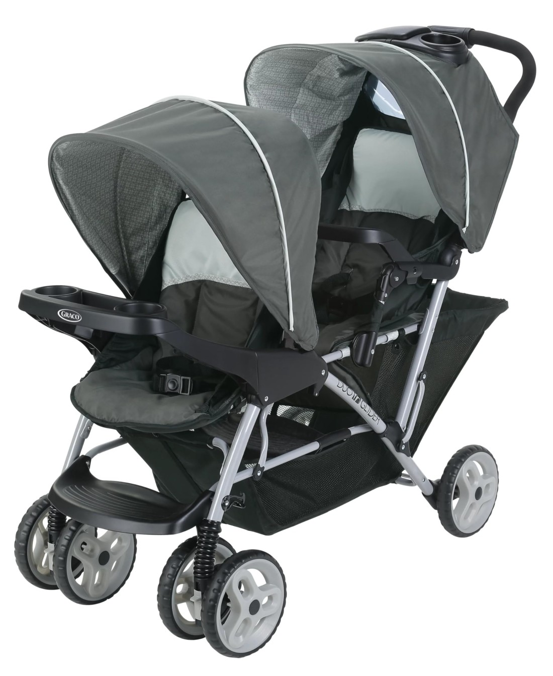 Graco DuoGlider Double Stroller Lightweight Double Stroller with Tandem Seating Glacier