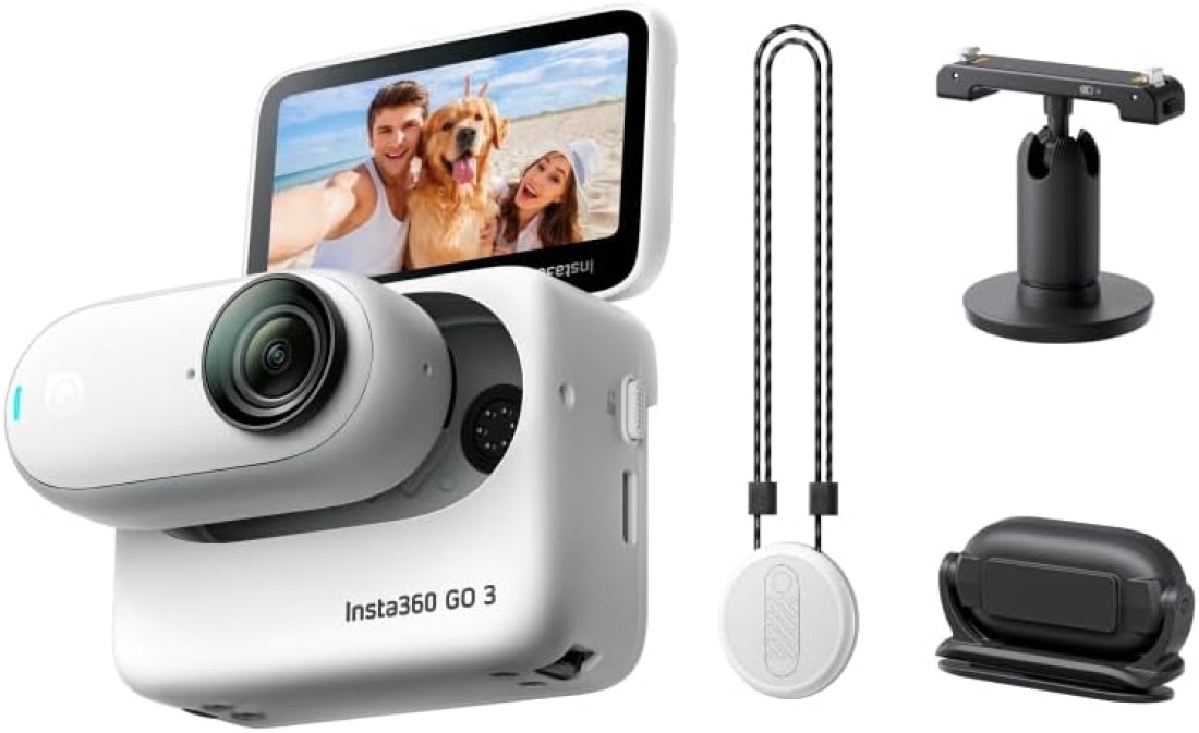 Insta360 GO 3 (64GB) – Small & Lightweight Action Camera, Portable And Versatile, Hands-Free POV, Mount Anywhere, Stabilization, Multifunctional Action Pod, Waterproof, For Travel, Sports, Vlog