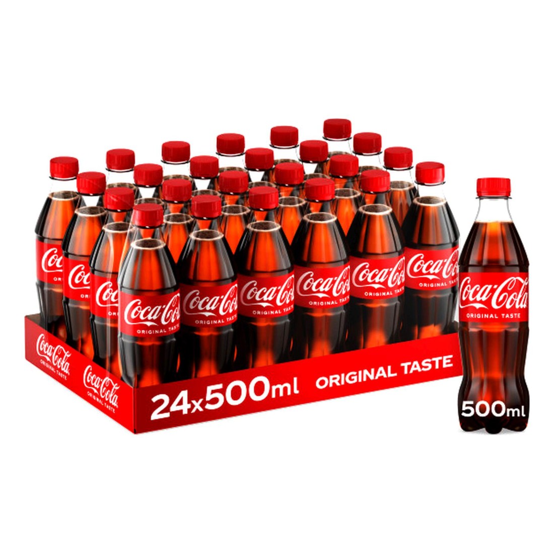 Coca-Cola Original Taste Carbonated Soft Drink Pet 500ml Pack of 24