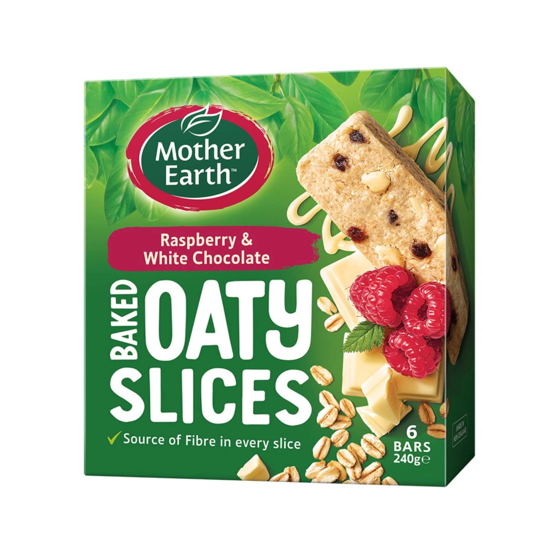 Mother Earth Raspberry And White Chocolate Baked Oaty Slices 240g