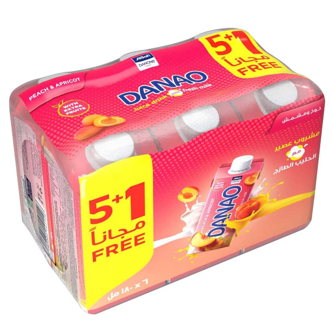 Danao Peach And Apricot Juice Drink With Milk 180ml Pack of 6