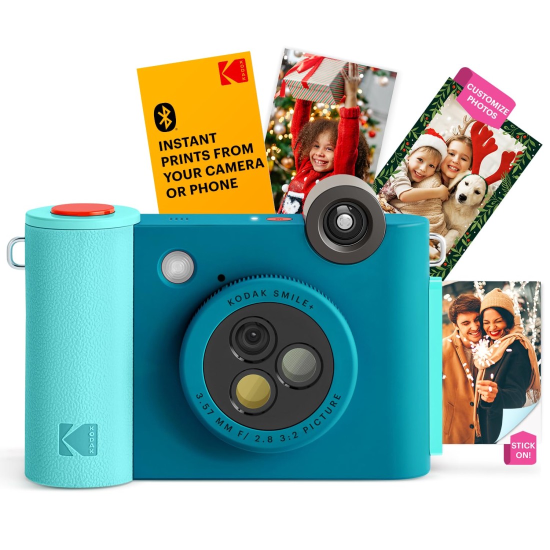 KODAK Smile Wireless Digital Instant Print Camera with EffectChanging Lens 2x3 StickyBacked Photo Prints and Zink Printing Technology Compatible with iOS and Android Devices Blue