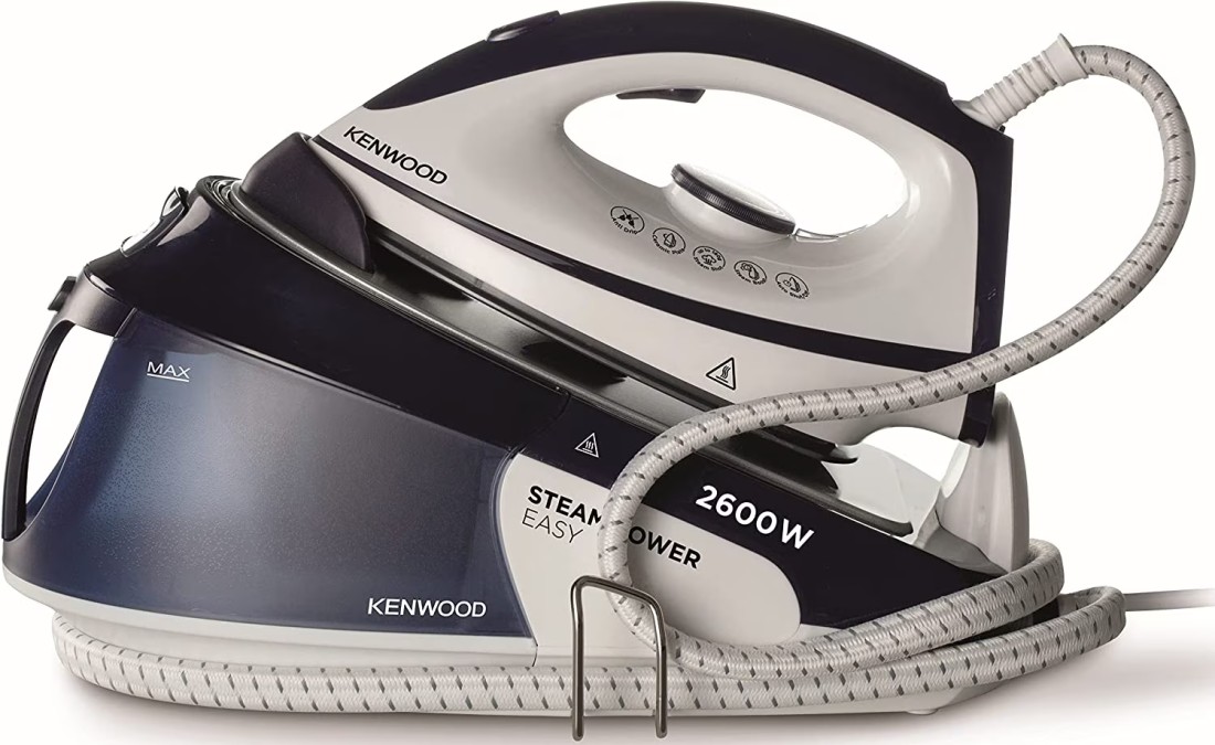 Kenwood Steam Iron Station, 2600W, SSP20.000WB, White/Blue (1.8L Water Tank Capacity, Ceramic Soleplate, 180g Steam Shot, Anti Drip, Auto Shut Off, Self Clean Function)