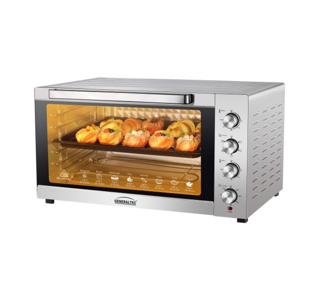 Generaltec Electric Toaster Oven with Convection fan and Stainless steel heating elements, 60 minute timer with bell, 70-250 degree adjustable