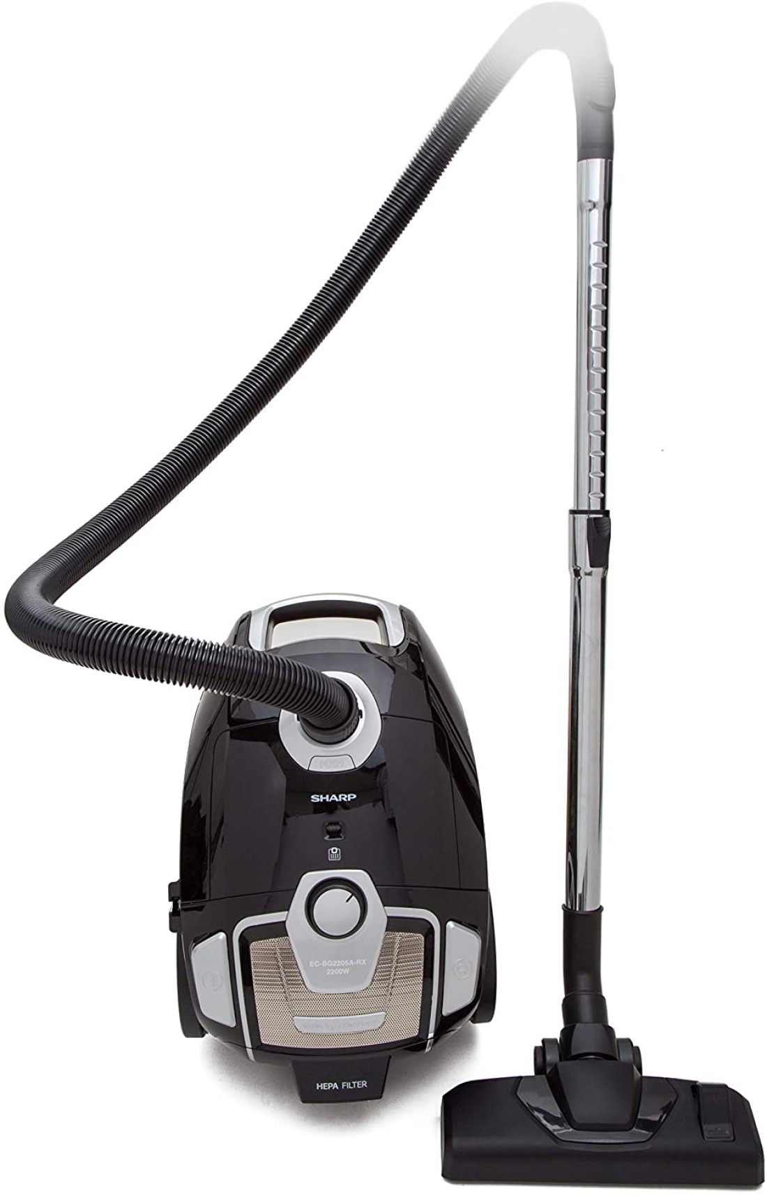 Sharp 1800W BAGGED VACUUM CLEANER WITH EXHAUST HEPA FILTER EC BG1805A BZ RED, Black, EC-BG1805A-BZ