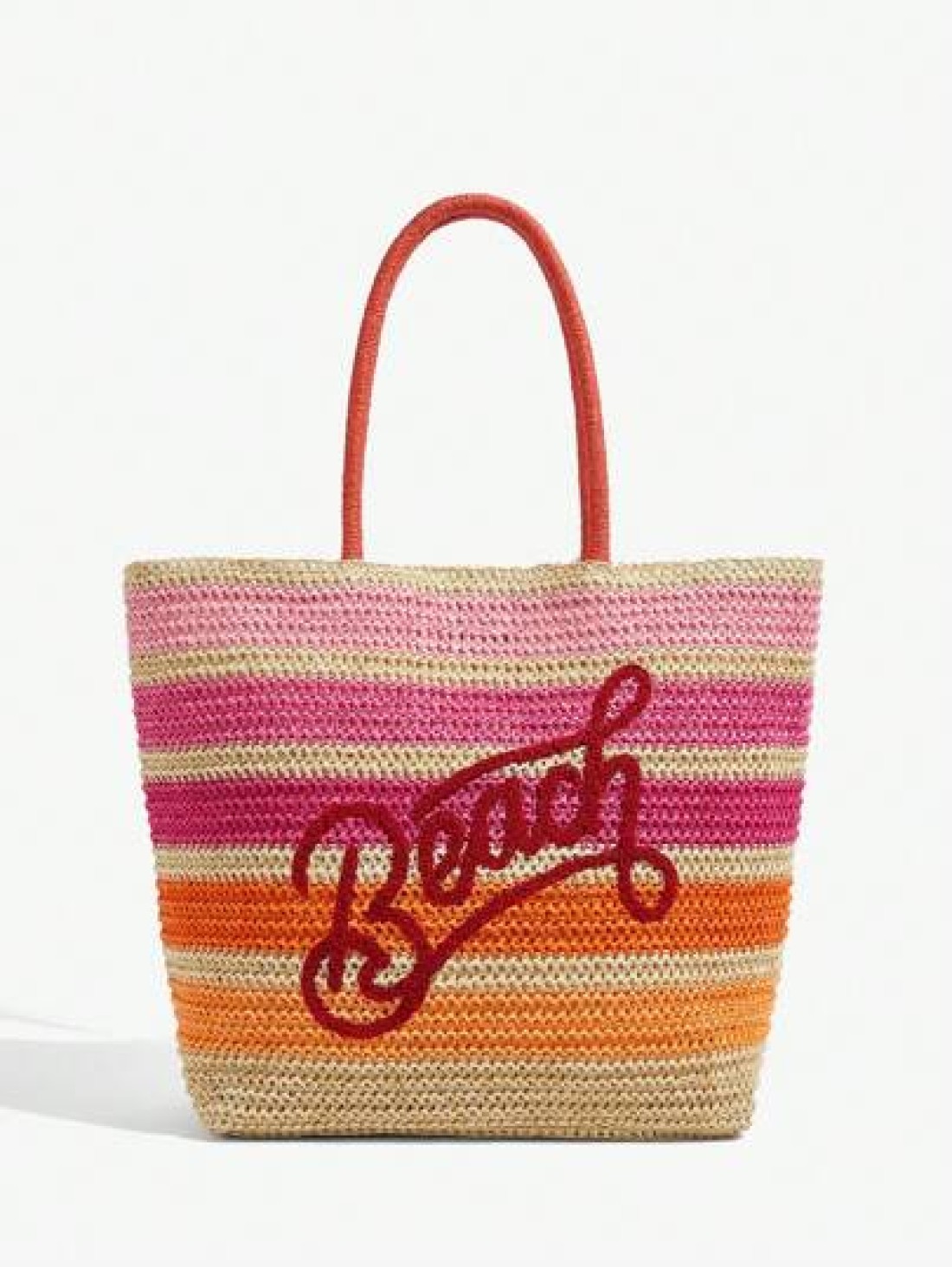 SHEIN BAE Casual Holiday Colorblock Striped Letter Embroidery Tote Bag