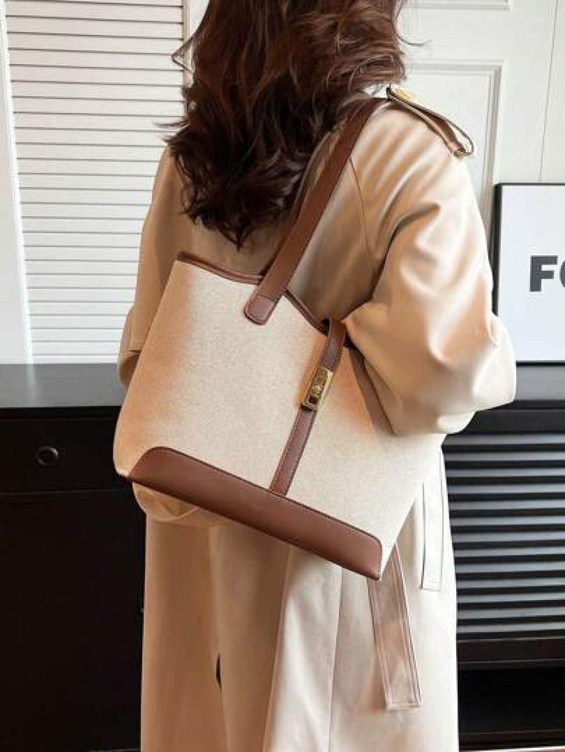 Casual Business Large Capacity Foldable Dual Strap Tote Bag Suitable For Girls Ladies Shopping Work Commute Outdoor Activities Business Events Gift For Mothers New In Fall Winter Larrge Capacity Shoul