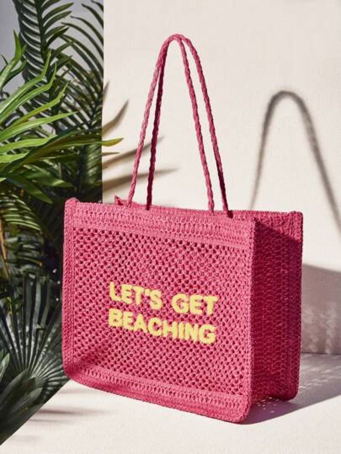 SHEIN VCAY Vacation Casual Letter Embroidery Hollow Out Tote Bag