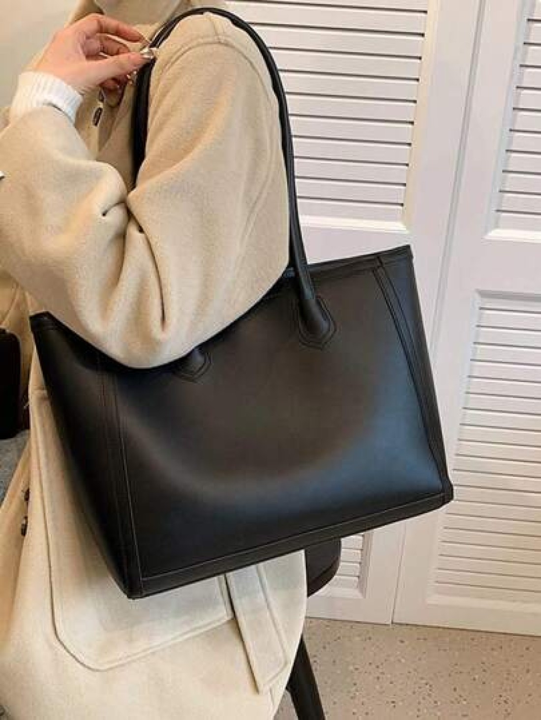 Lightweight Business Casual Stitch Detail Shoulder Tote Bag For Women Rookies White Collar Workers For Teen Girls Women College Students Rookies White Collar Workers Perfect For Office College Work Bu