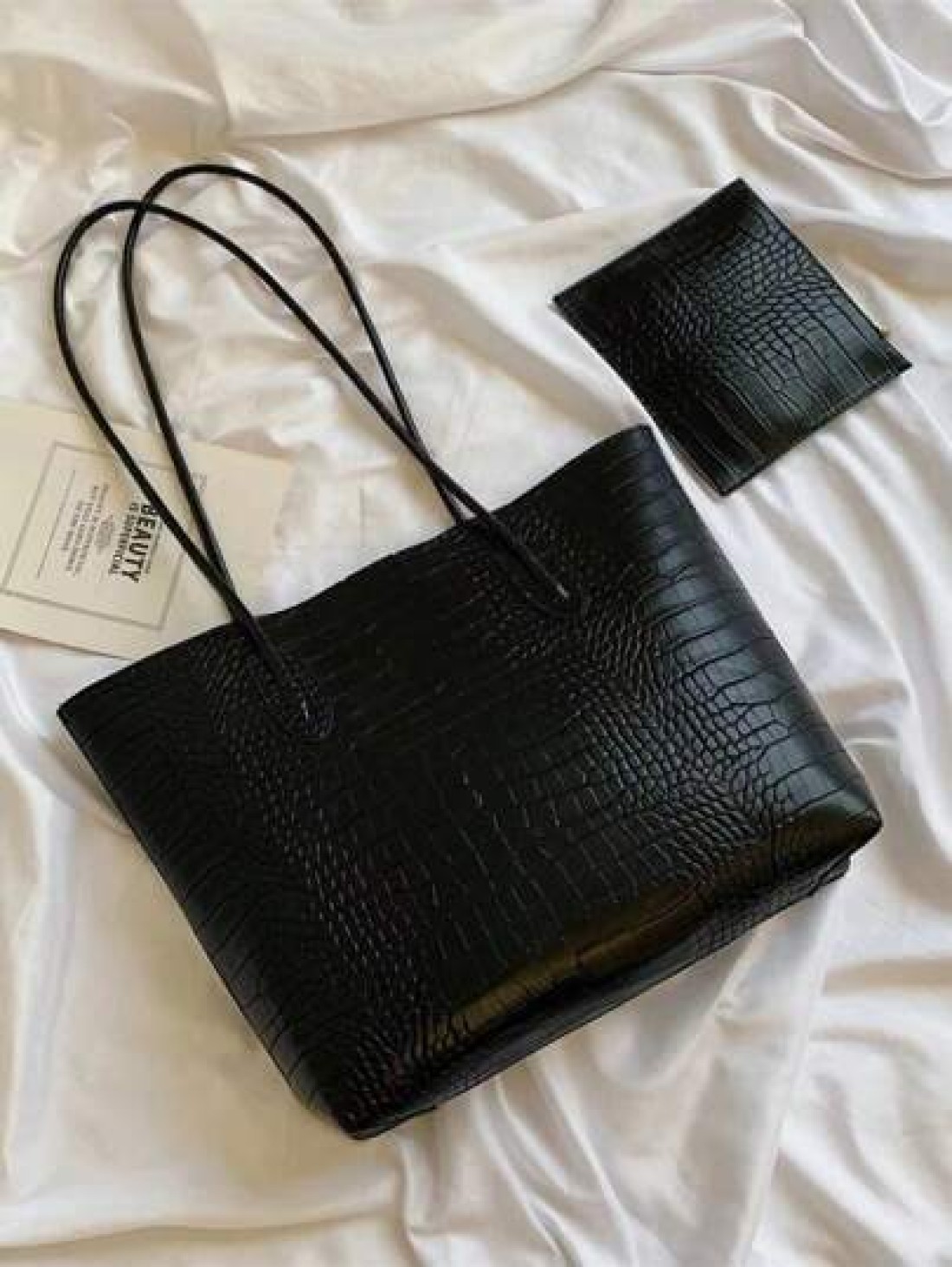 Lightweight Business Casual Crocodile Embossed Shoulder Tote Bag With Coin Purse For Teen Girls Women College Students Rookies White Collar Workers Perfect For Office College Work Business Commute Out