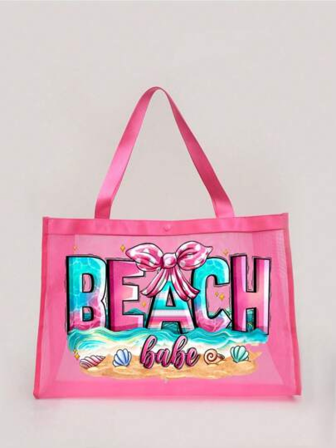 1PC Mesh Beach Bag Nylon Material Alphabet Printed Beach Mesh Tote Bag With Large Capacity Use Tt Yourself Or Give Gifts To Others Back To School Supplies Beach Bag Waterproof Backpack Vacation Bag Fo