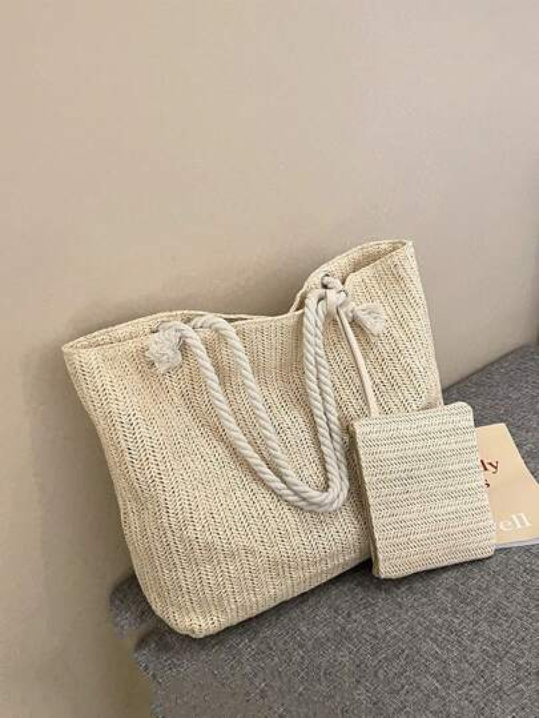New Large Capacity Straw Tote Bag With Small Wallet Attached Vacation Essentials Perfectly Matching With Beach Accessories Women