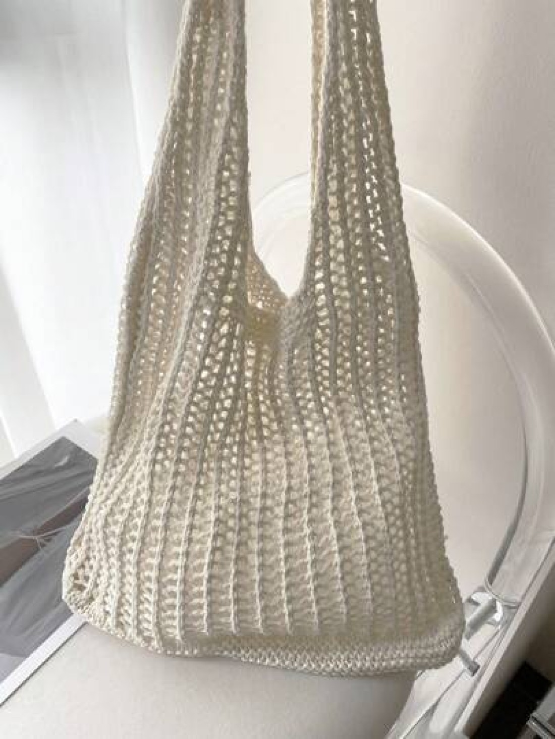 Lightweight Casual Hollow Out Design Crochet Bag Medium Vacation For Teen Girls Women College Students Perfect For College Outdoors Travel Outings School Bag Large Capacity Portable For Teen Girls Wom