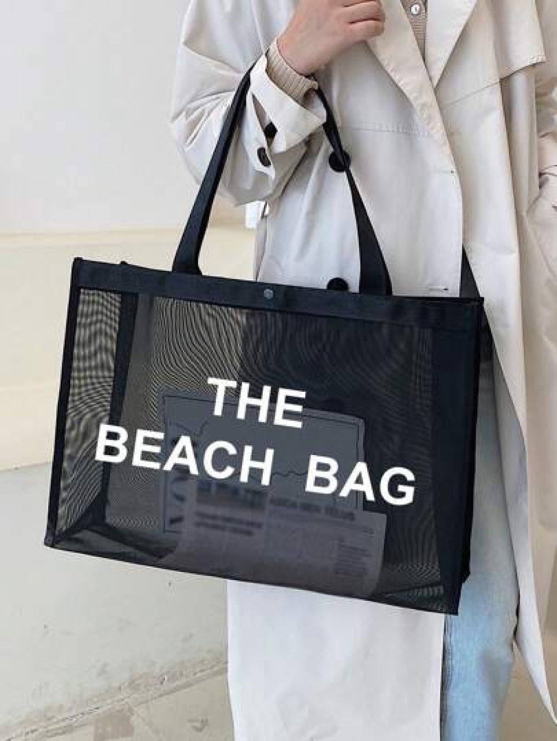 Nylon Material Alphabet Printed Beach Mesh Tote Bag With Beach Bag Use Tt Yourself Or Give Gifts To Others For Friends Mom Teachers Large Capacity Bag For Women School Bag Large Capacity Waterproof Fo