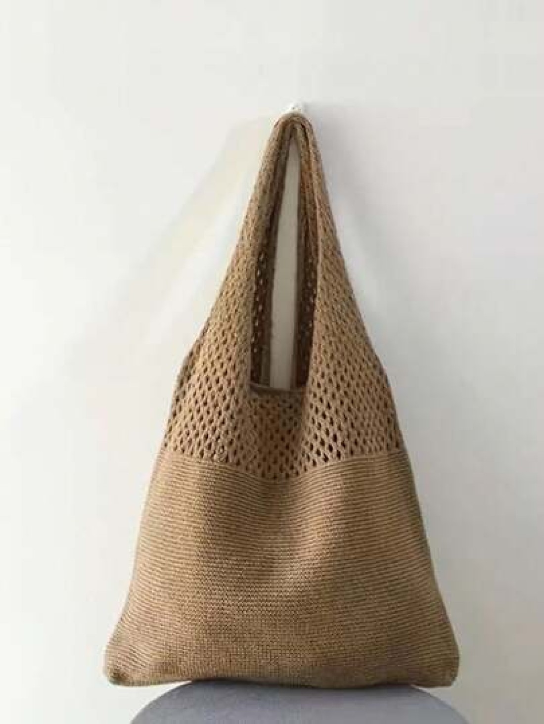 Hollow Crochet Bag Large Capacity Shopping Bag Women s Woven Shoulder Bag