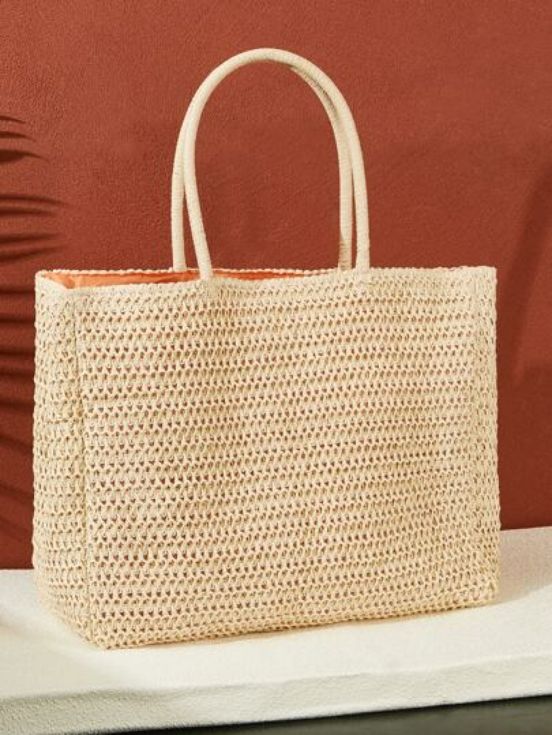 SHEIN VCAY Large Capacity Letter Graphic Straw Bag Woven Bag Perfect For Summer Beach Travel Vacation For Outdoor Holiday Picnic Summer Essentials Perfect For Vacation HolidaySchool Bag School Handbag
