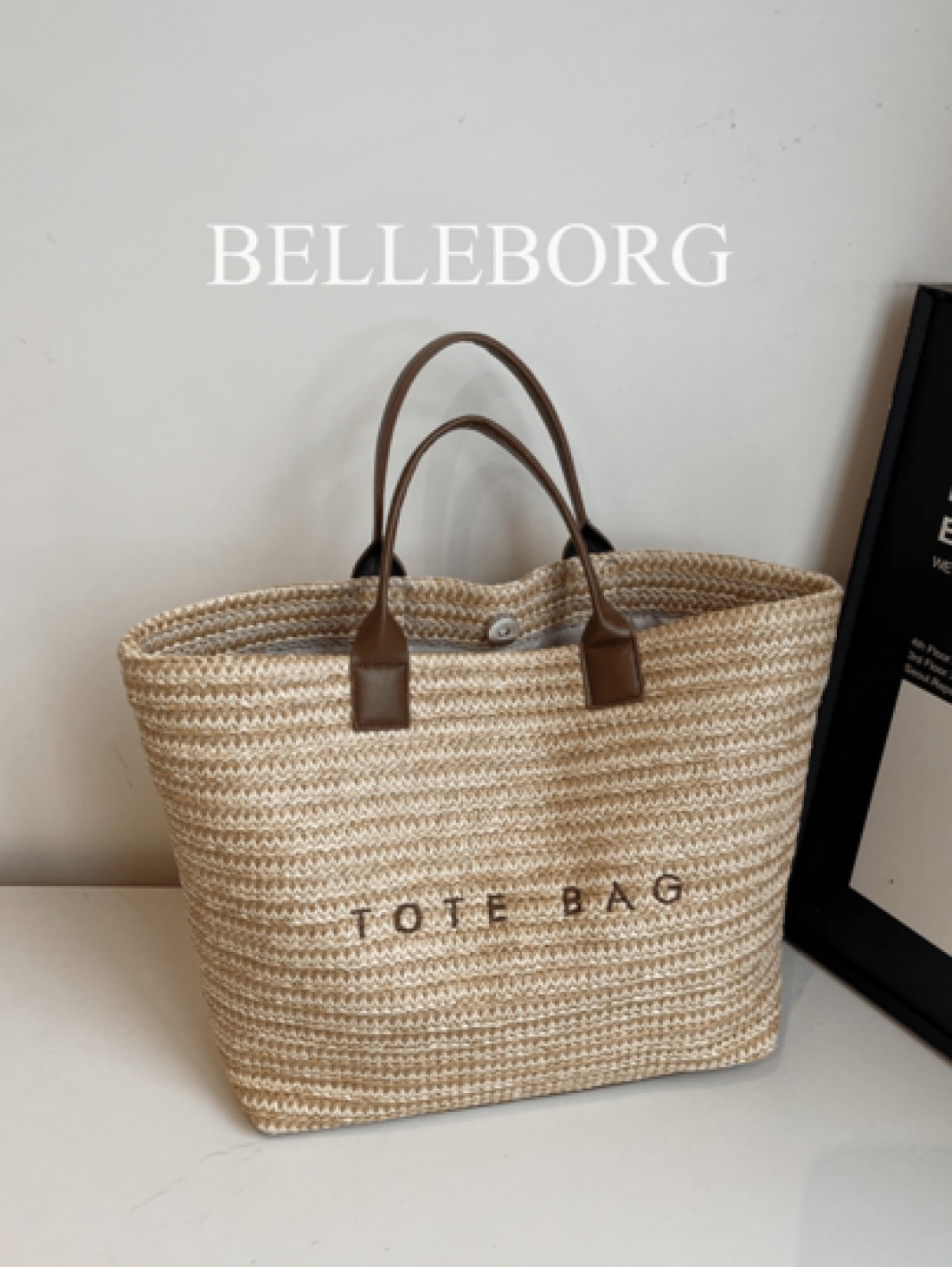Large Capacity Casual Vacation Straw Tote Bag Minimalist Elegant Women Shoulder Handbag