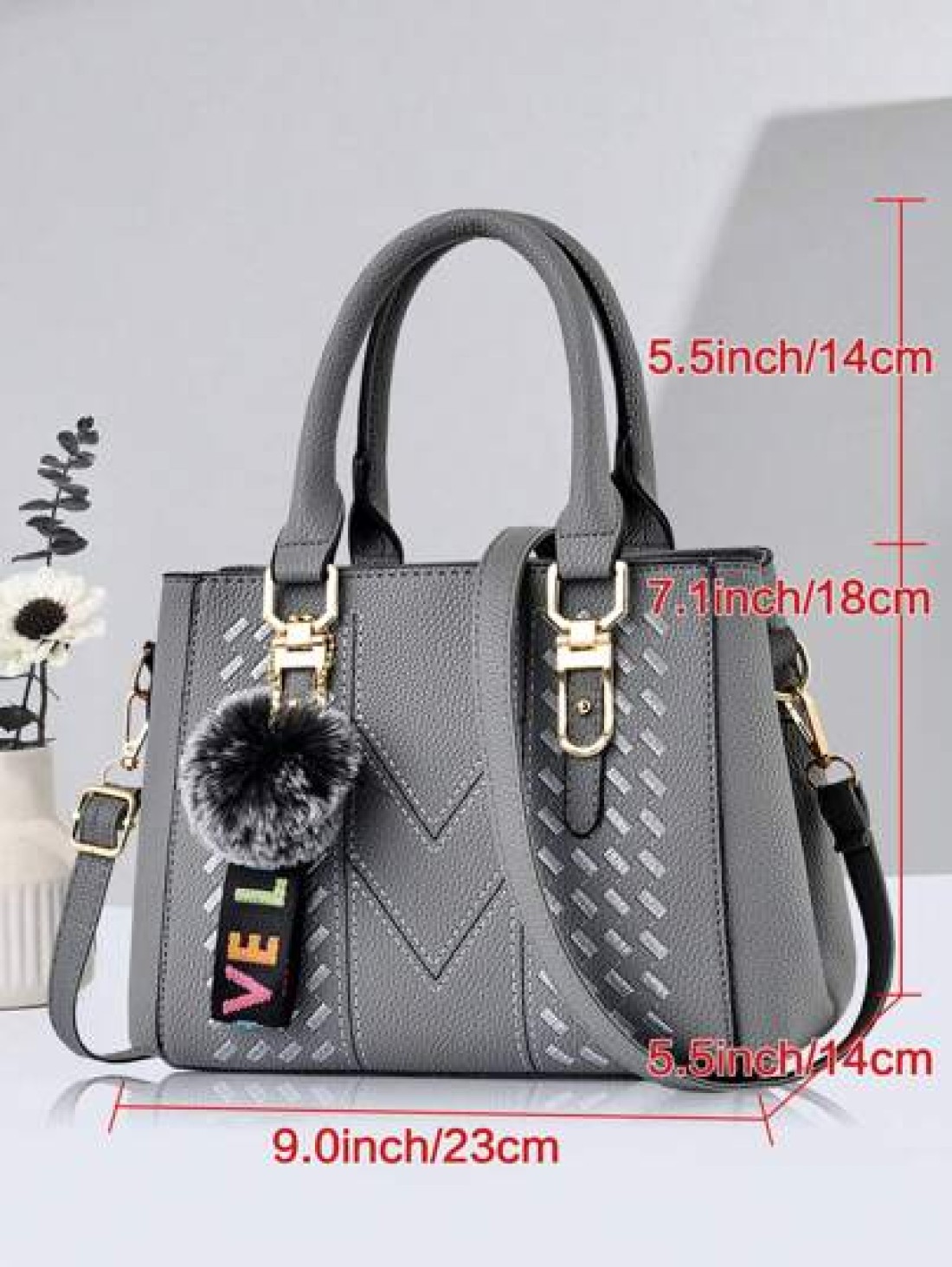 New Shoulder Handbag With Fur Ball Pendant Casual Style Mother s Day Gift For Mom Must Have For Mom Perfect For Office College Work Business Commuting Outdoor Travel Outing Best Mothers Day Gifts Ever