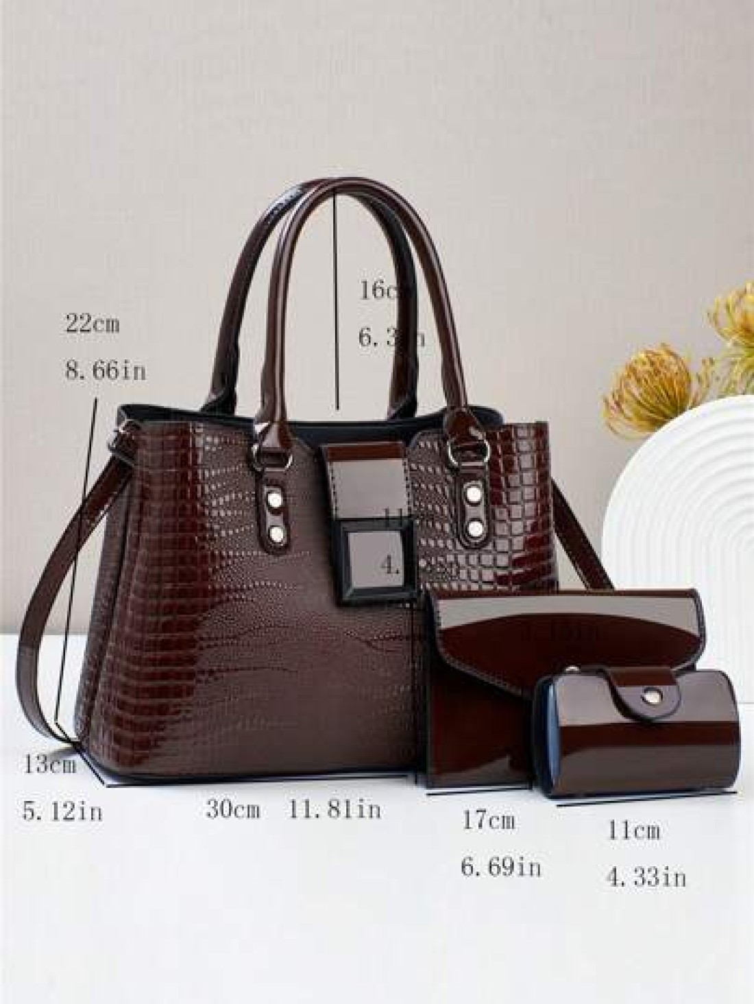 3 Piece Set PU Handbag For Women Elegant Fashion Tote With Coin Purse And Card Holder Versatile Large Capacity Shoulder Bag Chic Bag With Stylish Design Available In Multiple Colors Best Mothers Day G
