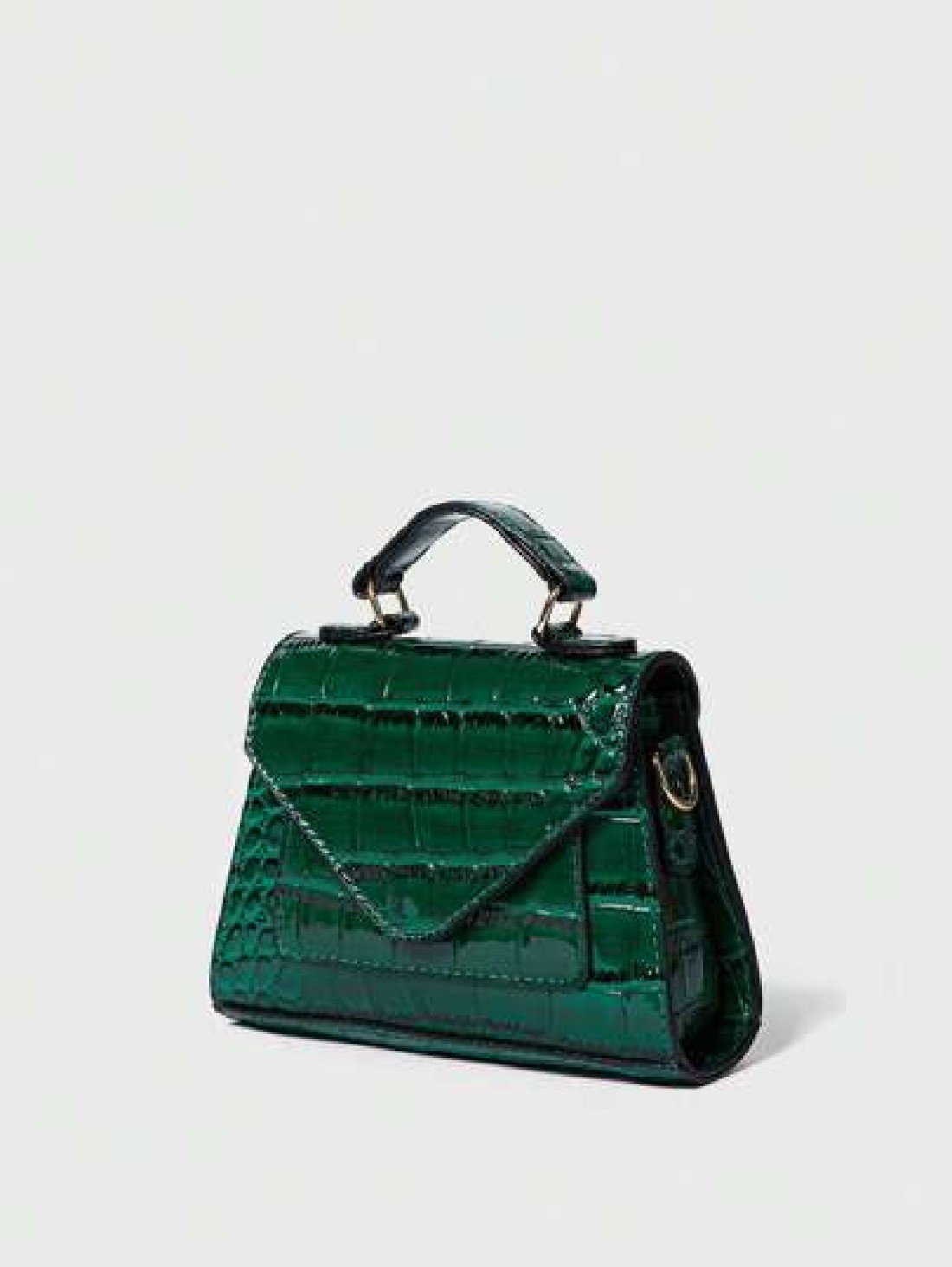 Mini Crocodile Embossed Flap Satchel Bag