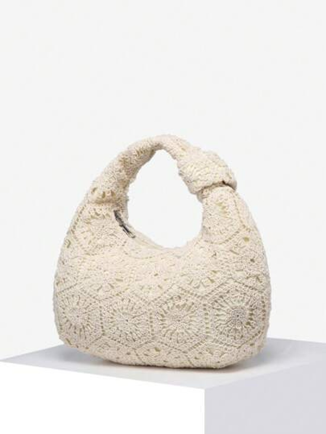 1pc Women Retro Minimalist Casual Imitation Knitting Angora Deer Velvet Leopard Print Bohemian Hippie Hollow Crocheted Woven Artificial Leather One Shoulder Armpit Baguette Bag Suitable For Outing Dat