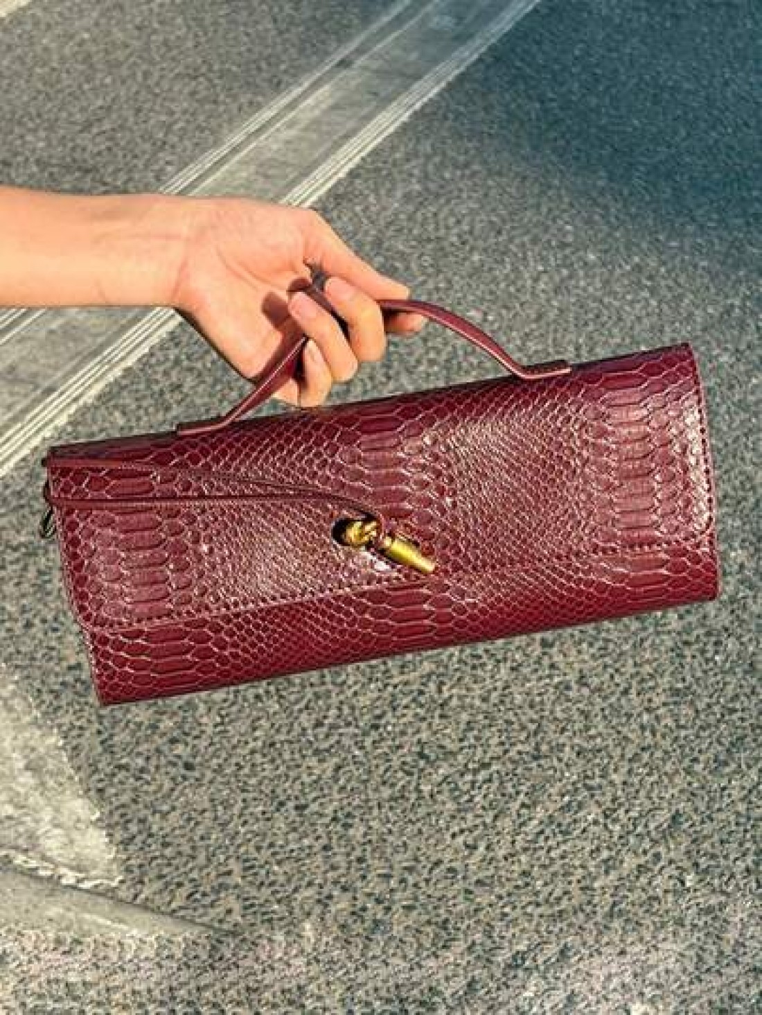 Burgundy Bag Cherry Red Envelope Wine Red Envelope Upscale New Handbag European And American Fashion Crocodile Flip Hand Organ Bag Dinner Bag Shoulder Bag Messenger Bag