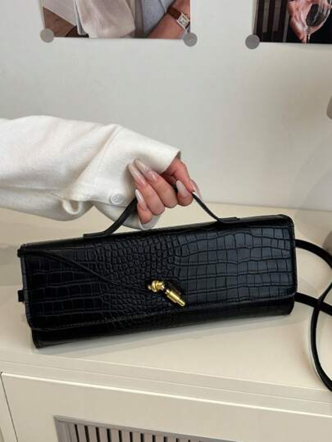 1 Pc Fashion Classic Versatile Daily Commuting Style Solid Color Crocodile Pattern PU Leather Long Strip Flip Style Women s Handbag Suitable For Daily Commuting Daily Clothing Matching And Giving Gift