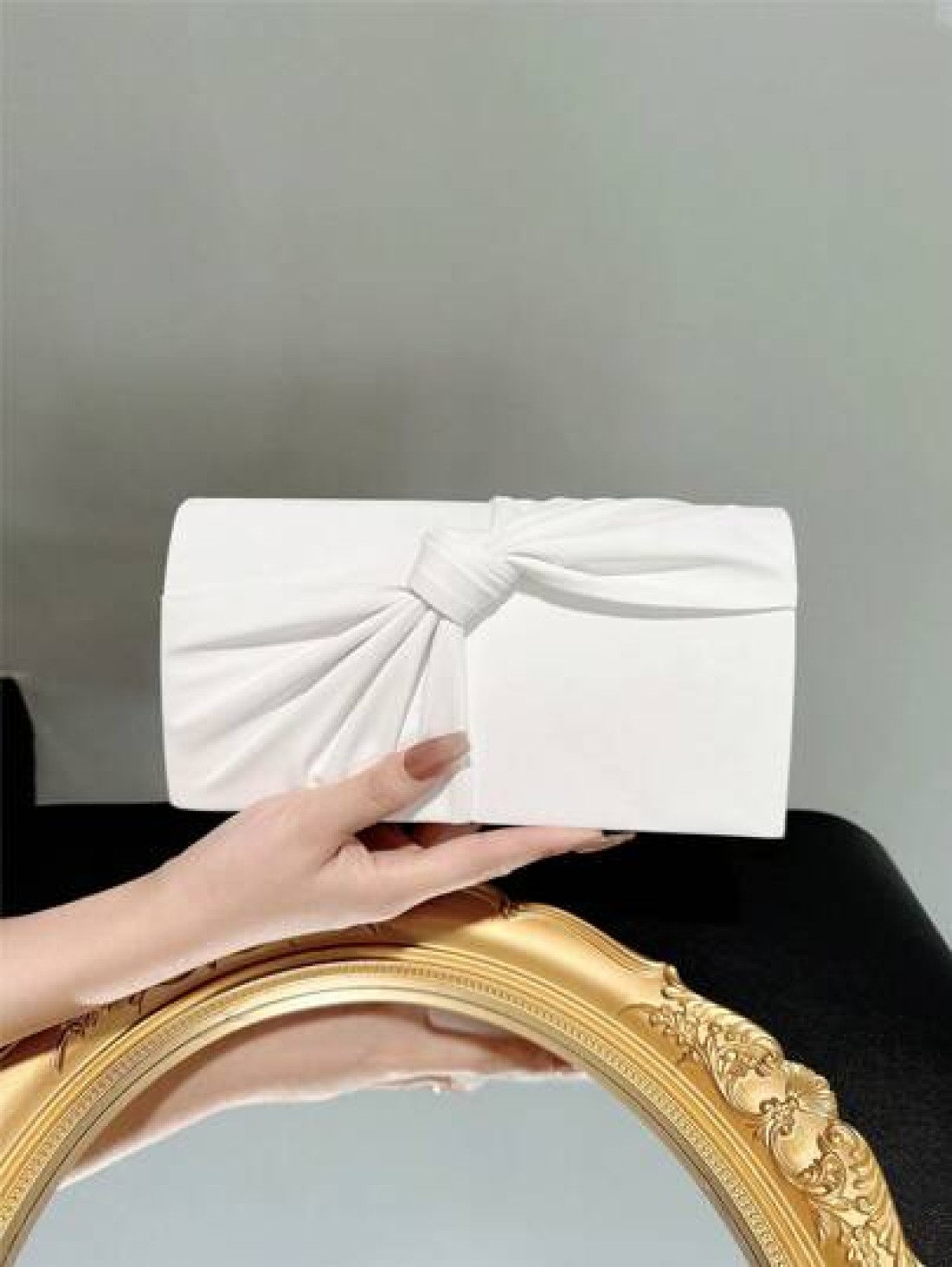 Women s Elegant Bow Knot Flap Clutch Evening Bag Formal Party Handbag Genuine Leather Wedding Purse Romantic White Bridal Bag Envelope Chain Shoulder Bag Ballroom Dance Crossbody Bag Valentines Perfec