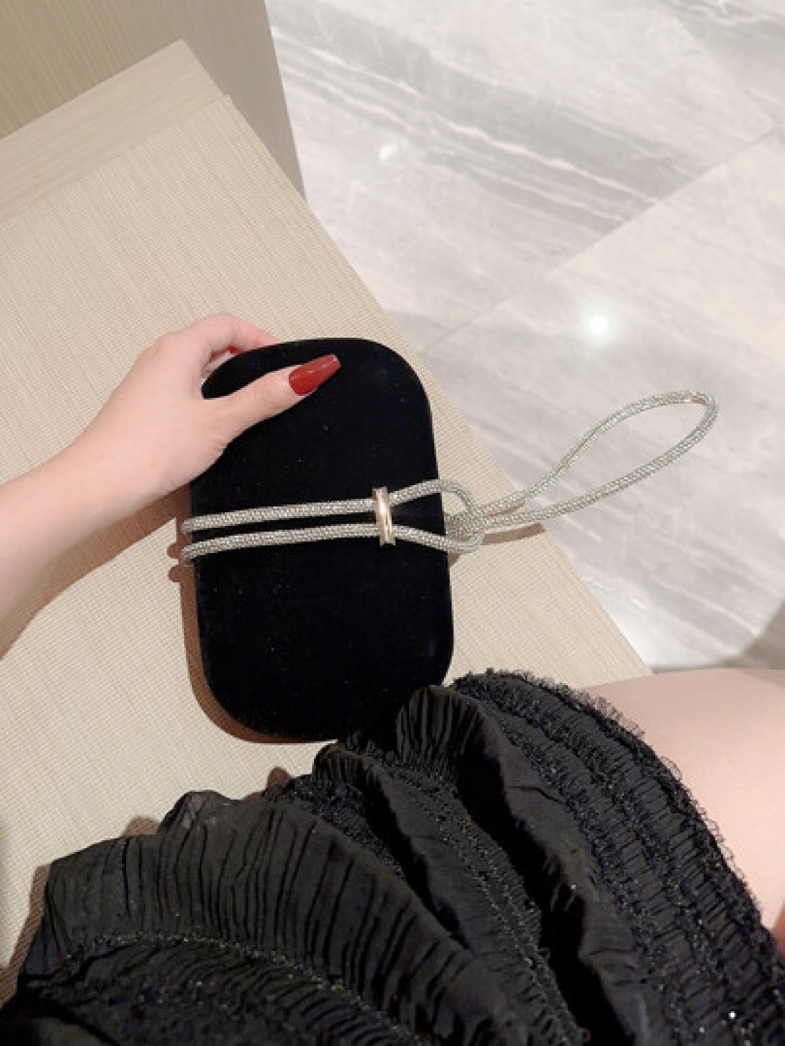 Moonlit EveBag Lightweight Business Casual Metallic Diamond Decorated Box Clutch Evening Bag Evening Bag Dinner Bag Glamorous Elegant Exquisite Quiet Luxury Rhinestone For Party Girl Woman Bride Perfe