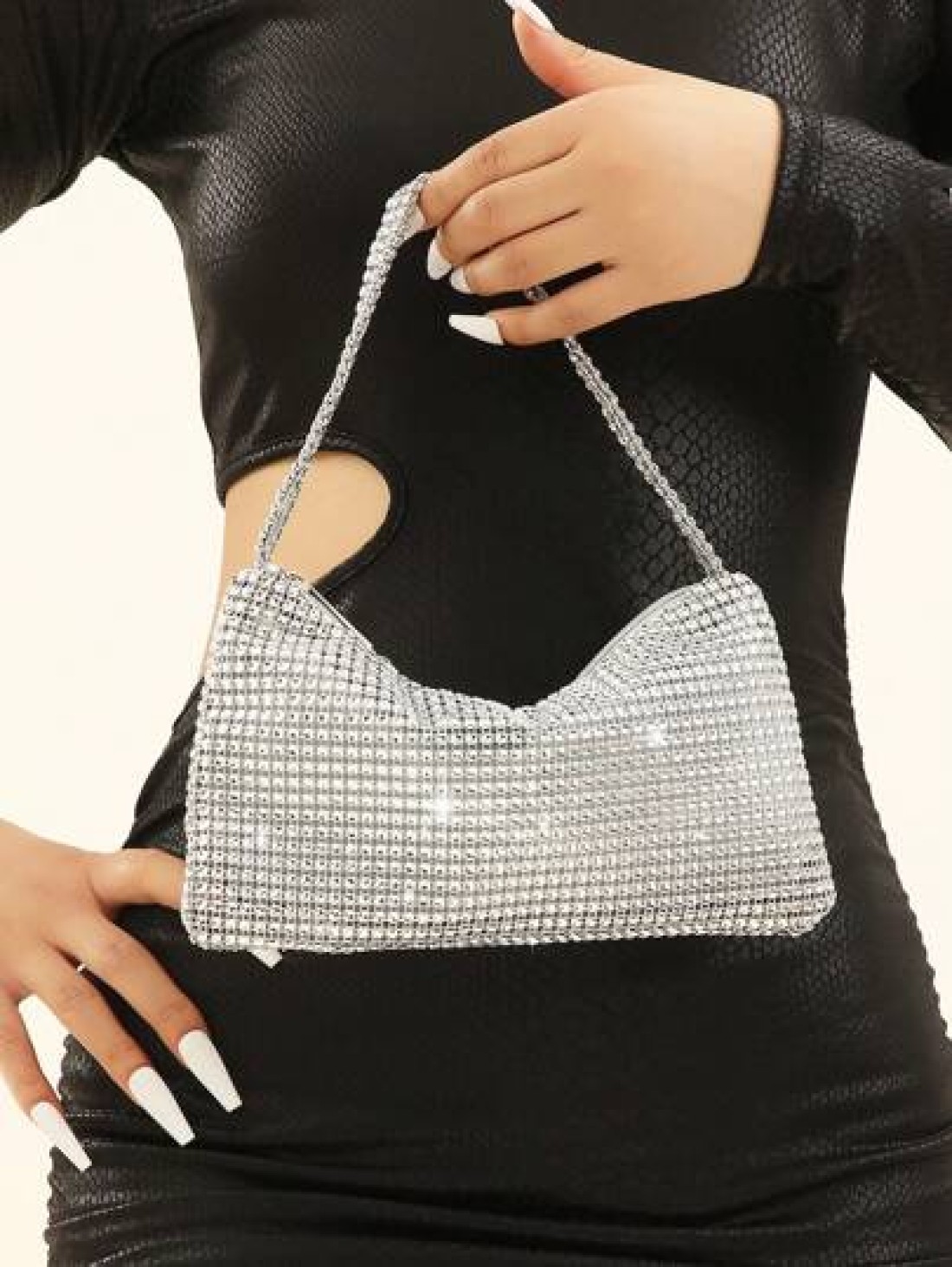 Silver Sparkly Faux Rhinestone Plastic Clutch Bag With Zipper Perfect For Parties Gatherings And Wedding Ceremonies Glamorous Rhinestone Bag