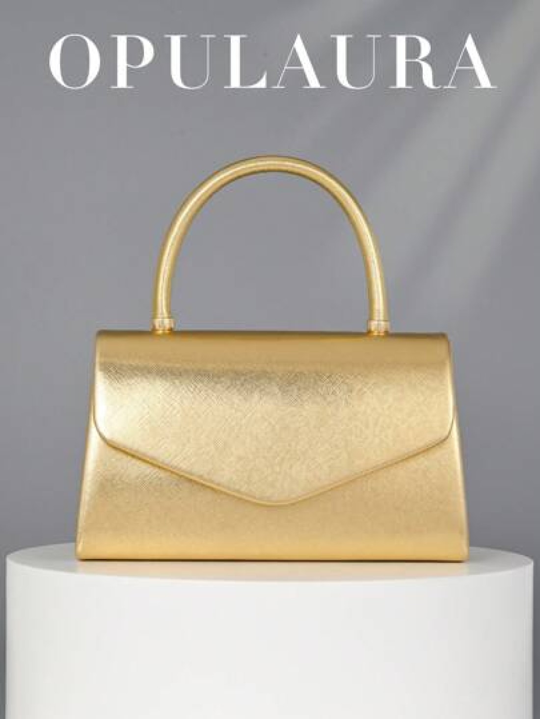 OpulAura Women Luxury Leather Flap Clutch Handbag Formal Party Purse With Metallic Shiny Finish Elegant Evening Bag For Gowns Weddings Formal Events
