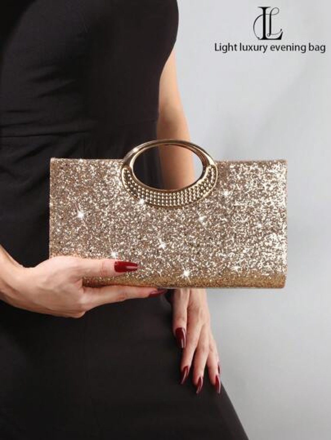 1pc Women s Elegant Glittering Evening Clutch Bag Glitter Material Shiny Handbag Charming Elegant Exquisite Luxury Sparkling Gold Suitable For Party Wedding Prom Dinner Banquet