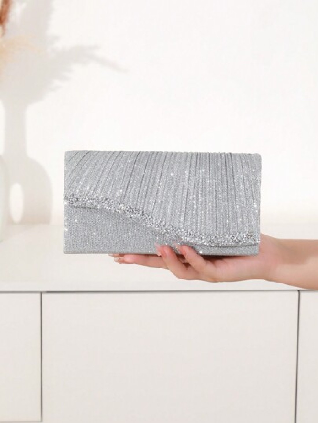 1pc Mini Glitter Shiny Chain Folding Wrinkle Square Bag For Wedding Party Evening Tready Party Bags Perfect For Party Wedding Prom Dinner Banquet Perfectly Matching With Prom Dresses For Women Prom Ac