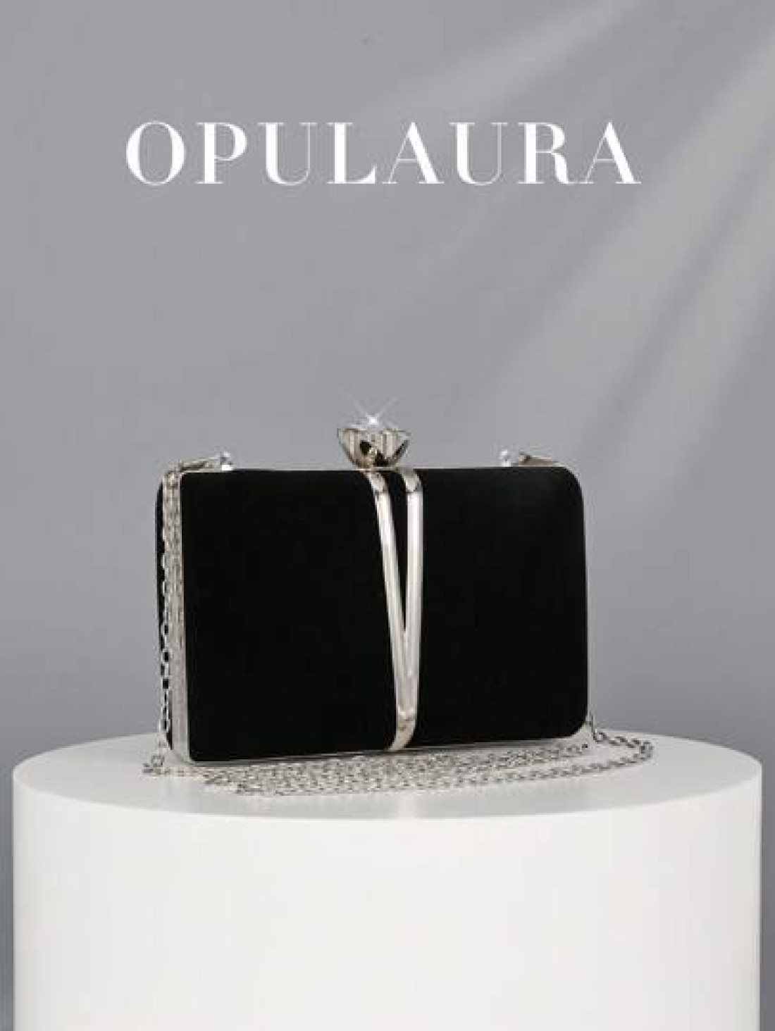OpulAura Women Autumn Winter Fashion Luxury Mini Velvet Gift Box Evening Bag Party Clutch With Metallic Decorative Trim Glitter Formal Party Handbag With Detachable Chain Suitable For Party Wedding Fo
