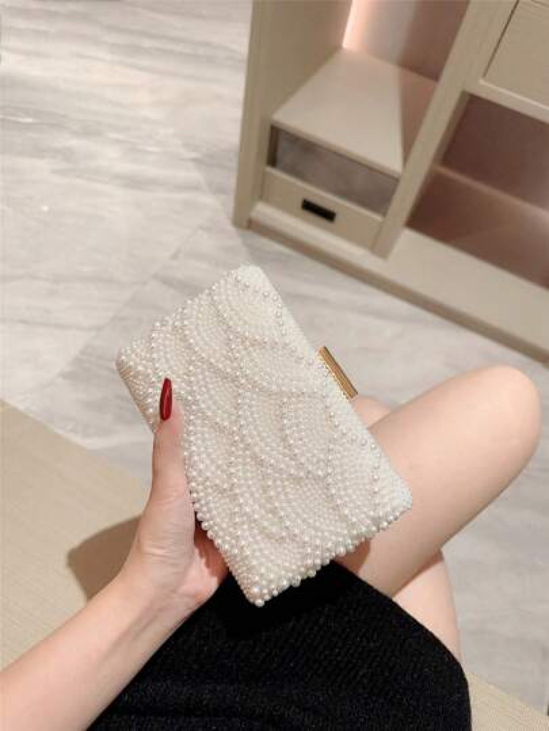 Faux Pearl Decor Box Shaped Chain Crossbody Bag Party Bags Perfect For Party Wedding Prom Dinner Banquet Perfectly Matching With Prom Dresses For Women Prom Accessories Sequin Dress Women Sparkly Dres