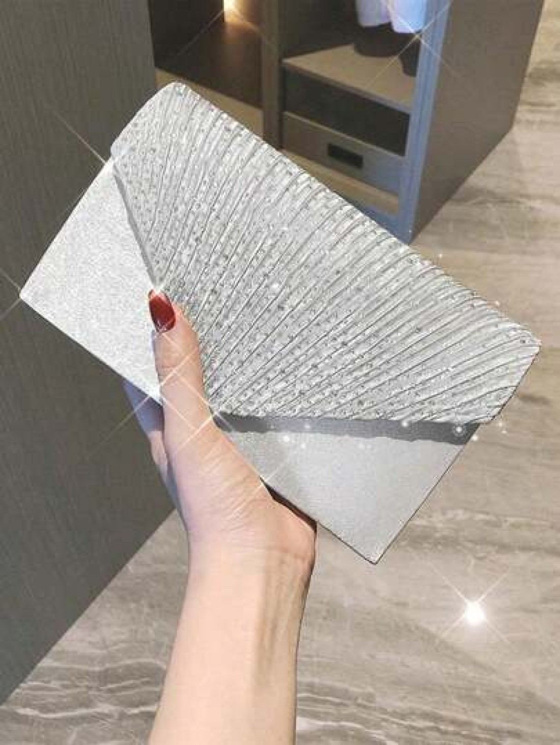 Women s Luxury Elegant Party Crystal Evening Clutch Bag Chain Shoulder Bag Rings Earrings And Adjustable Bracelet Set