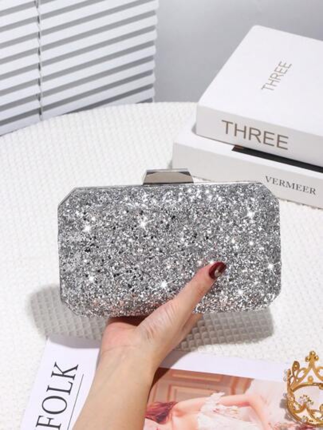 Sparkling Sequin Decorated Women s Evening Bag Shiny Square Clutch With Metal Chain Crossbody Bag Perfect For Weddings Parties Balls Nightclubs Birthday Gifts Valentine s Day Gifts Cosmetic Bag Dress