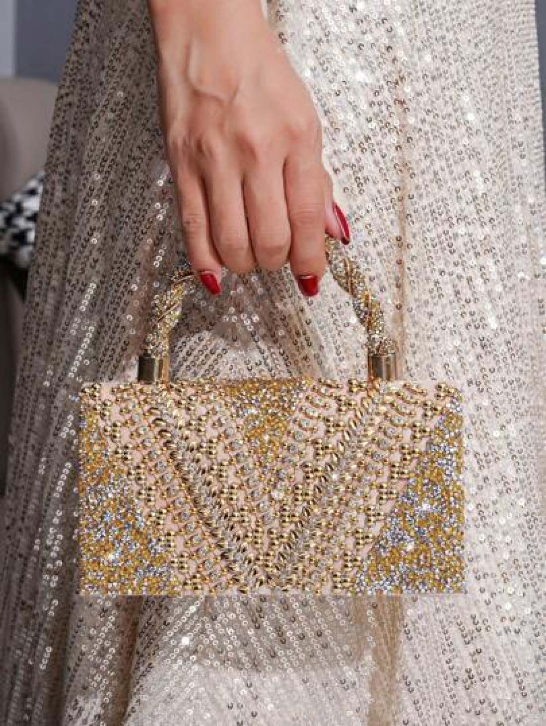 Evening Rhinestone Embellished Decorative Clutch Handbag European And American Style Women s Party Bag Fashionable Evening Bag Glamorous Rhinestone Bag