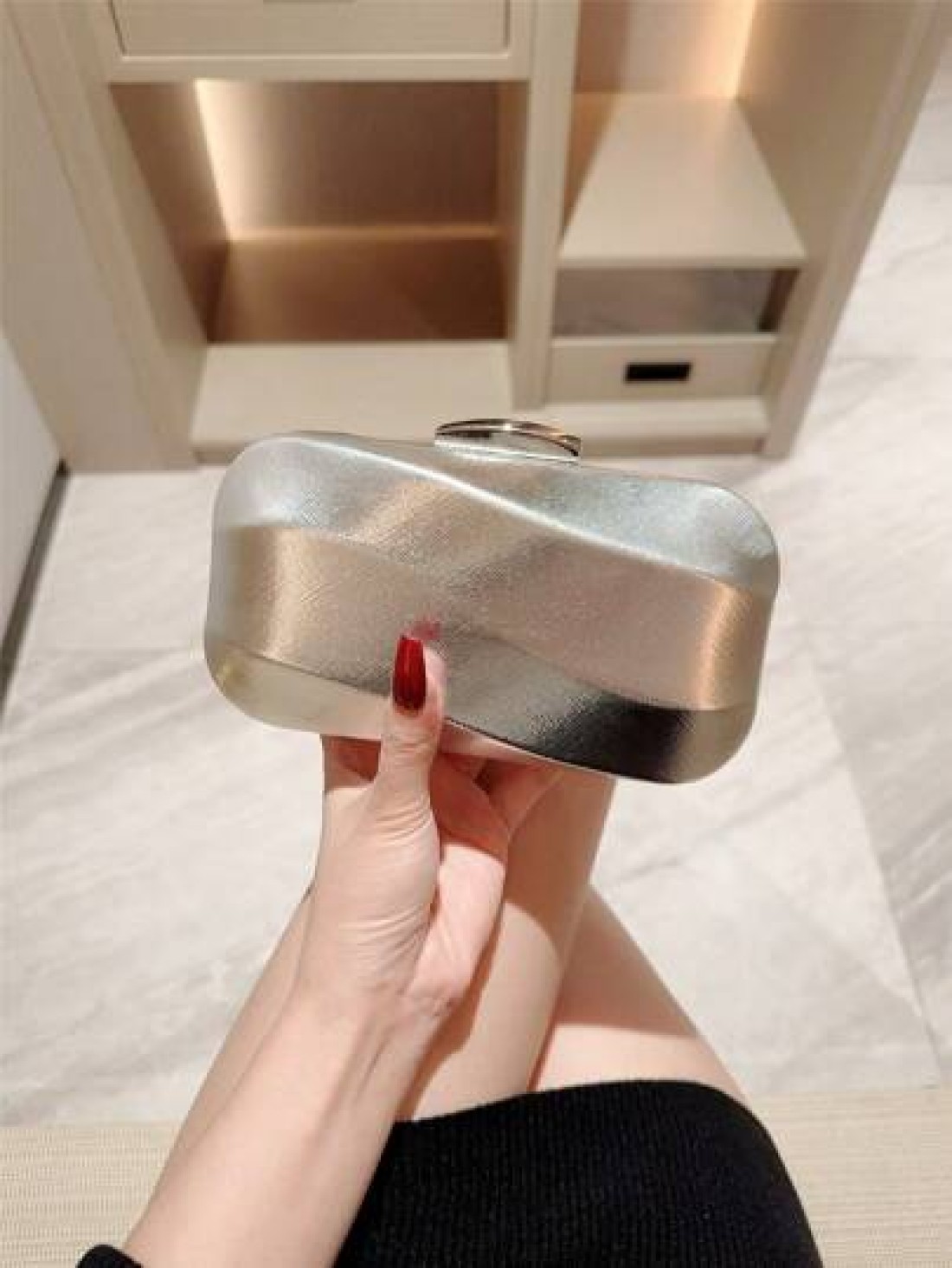 1pc Asymmetrical Box Shaped Luxury Clutch Bag For Party Romantic Wedding Spring Summer Chain Shoulder Bag Bride Bag Formal Prom Clutch Elegant Evening Dress Bag Perfect For Party Wedding Prom Dinner B