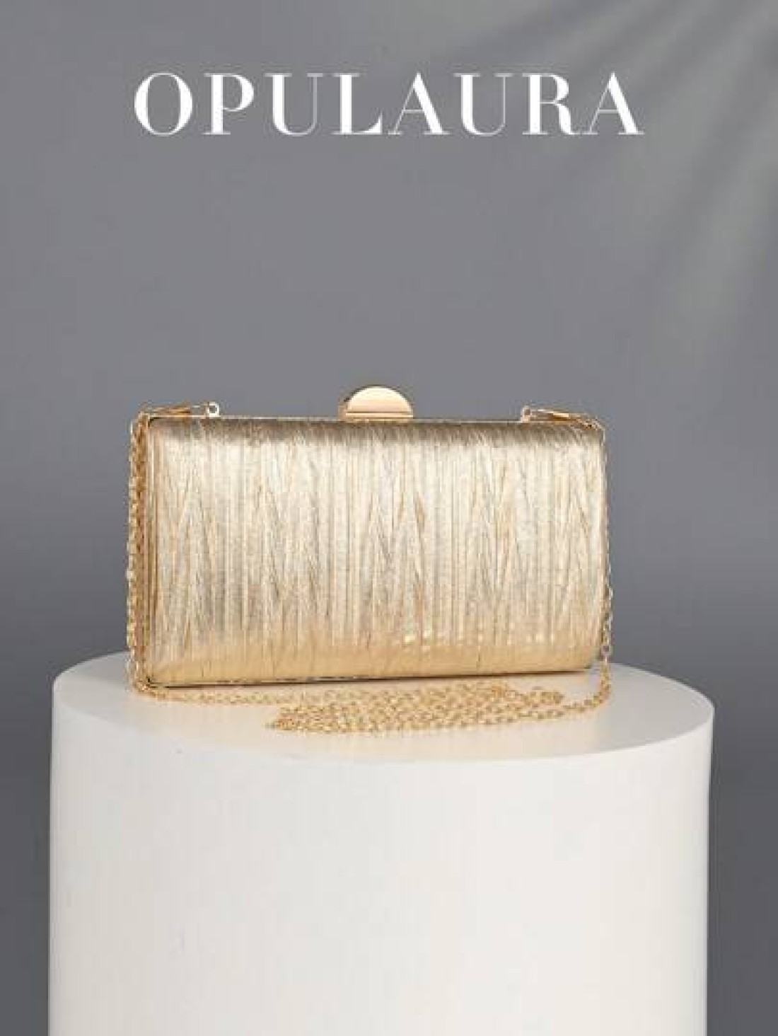 OpulAura Retro Luxury Clutch Bag Gold Leather Pleated Design Fashion Party Purse Elegant Box Handbag With Chain Strap Suitable For Party Wedding Formal Events Autumn Winter Tready Party Bags Perfect F